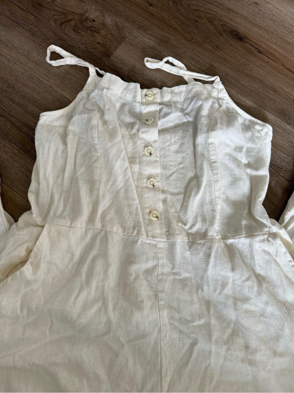 Women’s large Cream Linen-Blend Sleeveless Jumpsuit - Picture 2 of 6